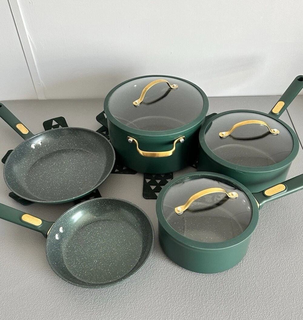 Thyme & Table Kitchen Set Green/Gold W/counter Decor Stick Mats Near Mint Non St